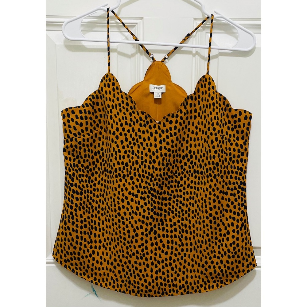 J.Crew Cami‎ Top Scalloped Neckline Sleeveless Blouse Animal Print Size 4